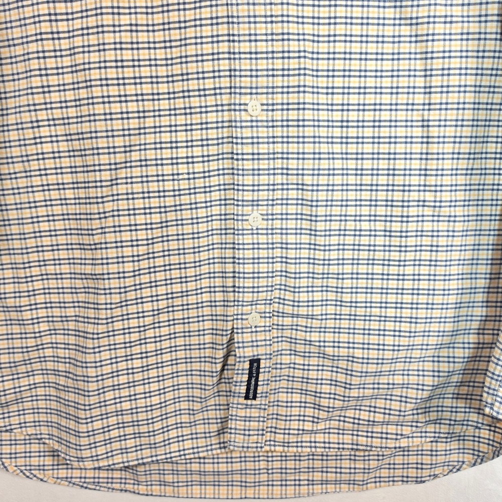Abercrombie Fitch Button Shirt Mens L Yellow Plaid Preppy Y2K 90s Dad Church - Picture 13 of 16
